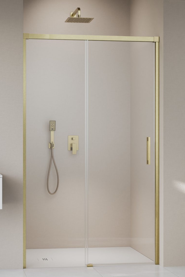Darmowa Dostawa - Drzwi prysznicowe 100 cm rozsuwane złoty szczotkowany/szkło przezroczyste Radaway Idea Brushed Gold DWJ 3870149901L