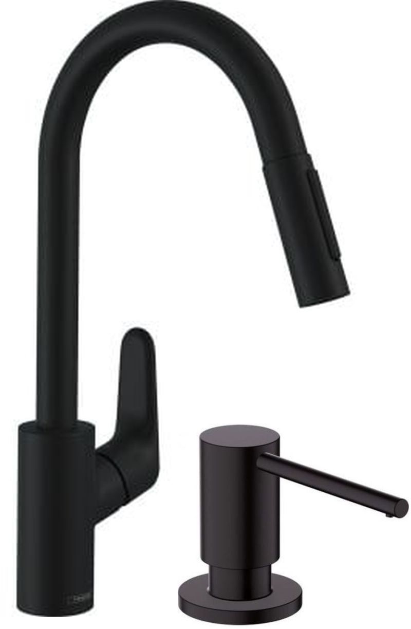 Darmowa Dostawa - Bateria kuchenna z dozownikiem stojąca czarna Hansgrohe Focus M41 abset10668