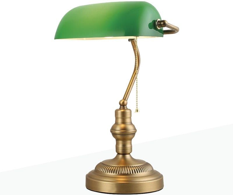 Darmowa Dostawa - Lampa biurkowa 1x20 W mosiądz-zielona Abruzzo Bankierki ABRLBBANKG