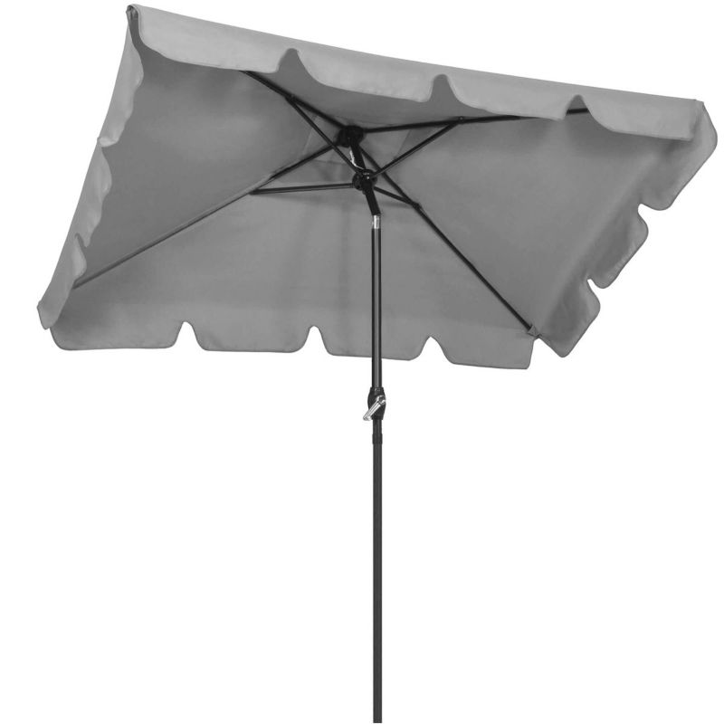 Parasol na taras i balkon Springos 240 cm na korbkę ogrodowy składany jasnoszary 1 szt.