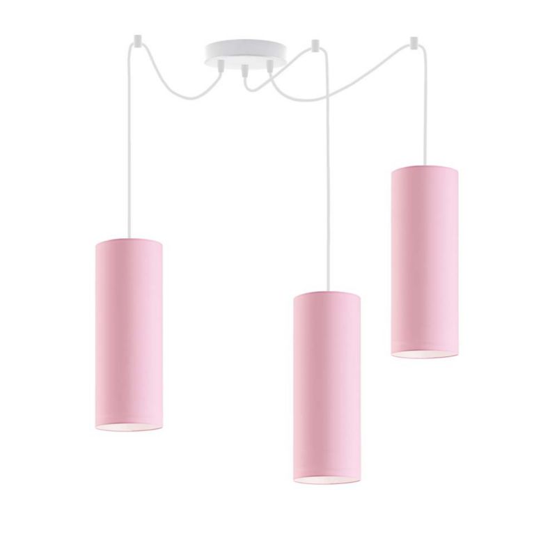 Lampa wisząca zwis Volta Light Factory żyrandol sufitowa pająk z abażurami tuba Różowy POGO Z3 1szt.