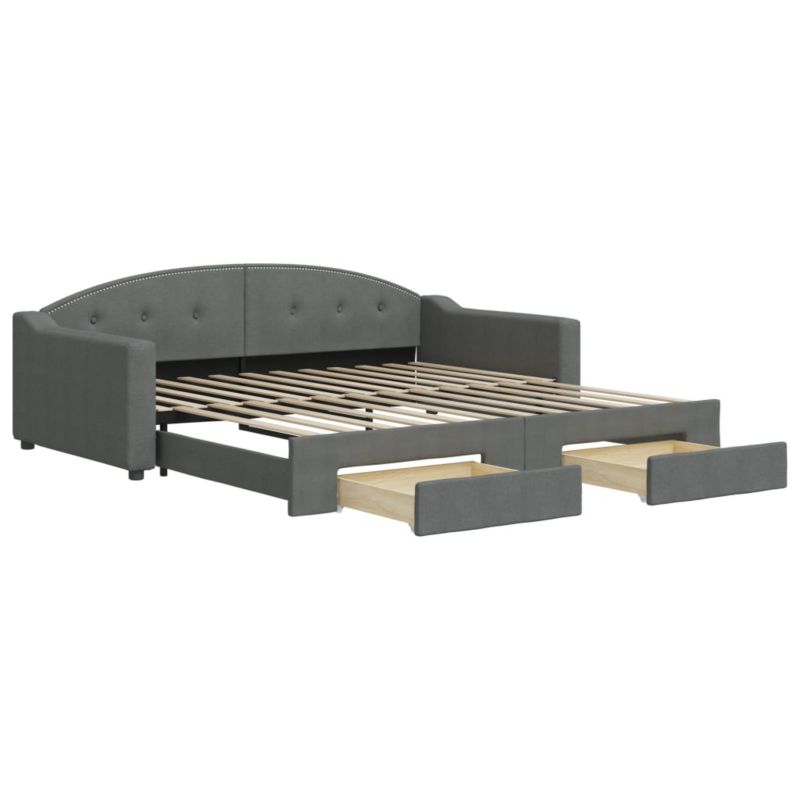 Sofa rozkładana WaszeMeble 100x200 cm Ciemnoszary tkanina z szufladami WM-3197572 1 szt.