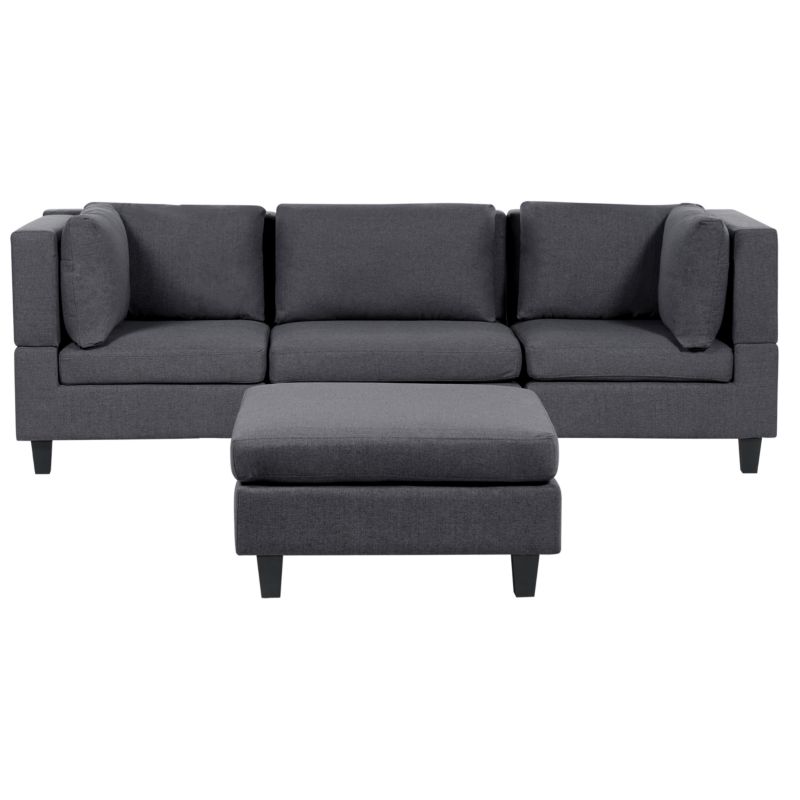 Sofa modułowa dla 3 osób Unstad Ciemnoszary z otomaną 1 kpl