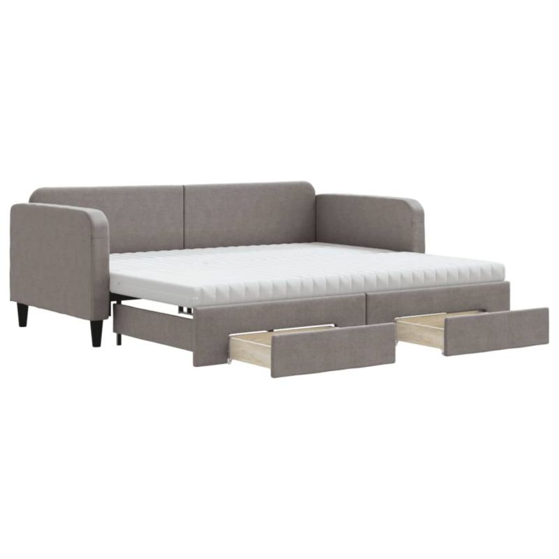 Sofa rozkładana WaszeMeble 90x200 cm Taupe tkanina z szufladami WM-3196873 1 szt.