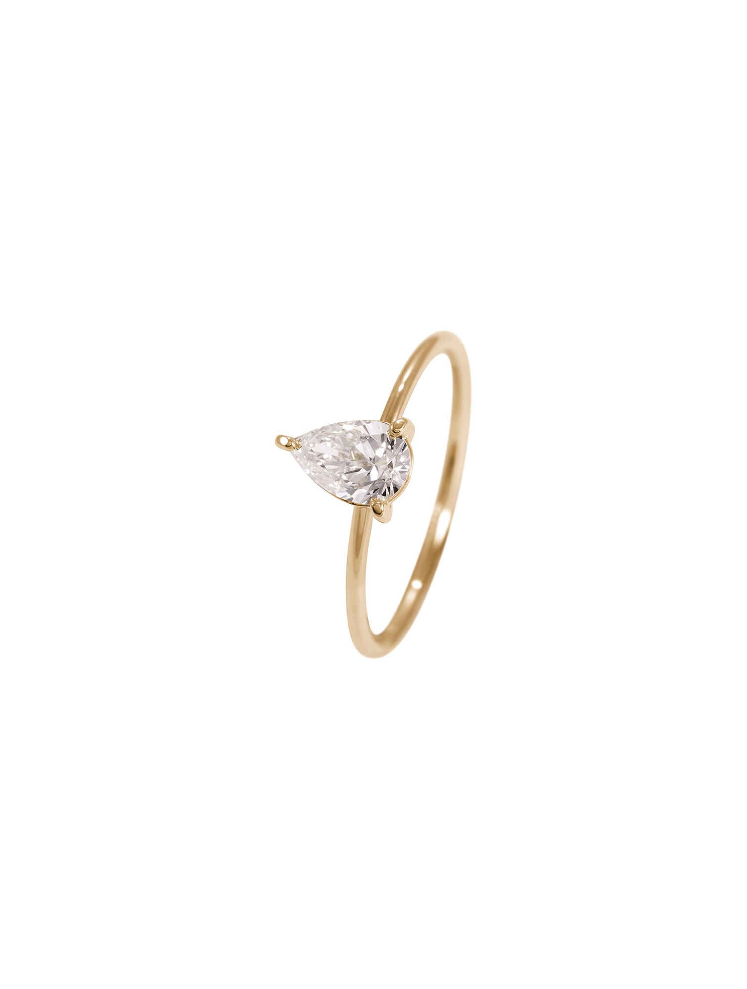 Tear Diamond Ring - pierścionek z diamentem w szlifie gruszkowym, 0.20
