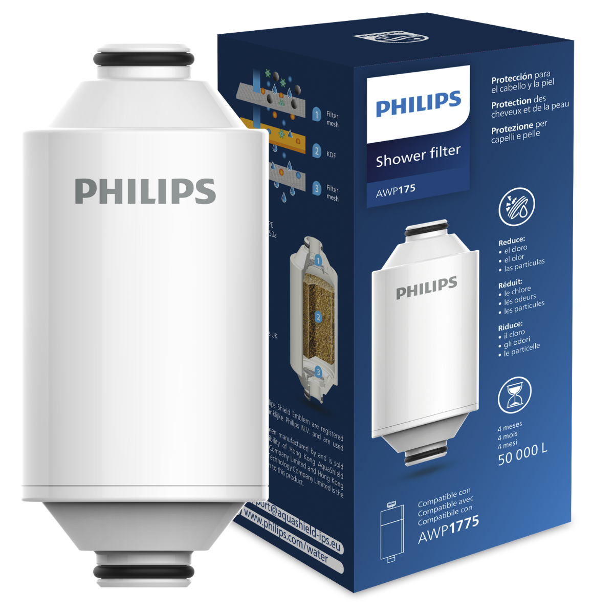 Wkład do filtra prysznicowego Philips AWP175. Wymienny filtr do AWP1775WH, AWP1775CH, AWP1775BK .