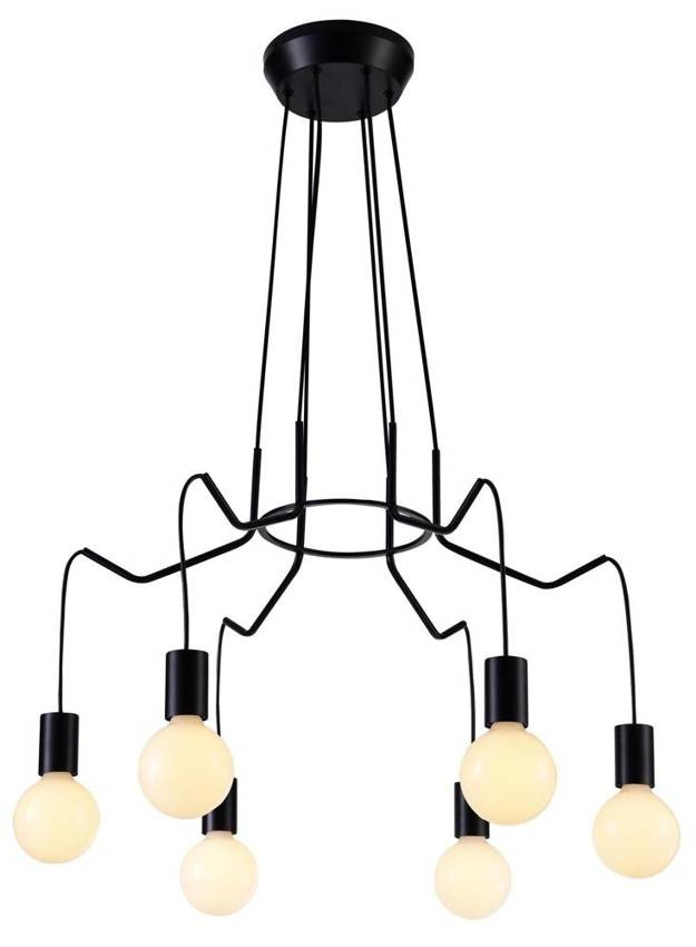 Czarna lampa wisząca sufitowa 6-punktowa do salonu BASSO metal