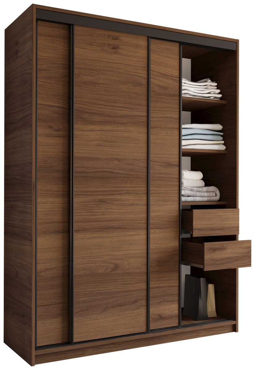 Szafa przesuwna 150 cm do sypialni LOFT orzech