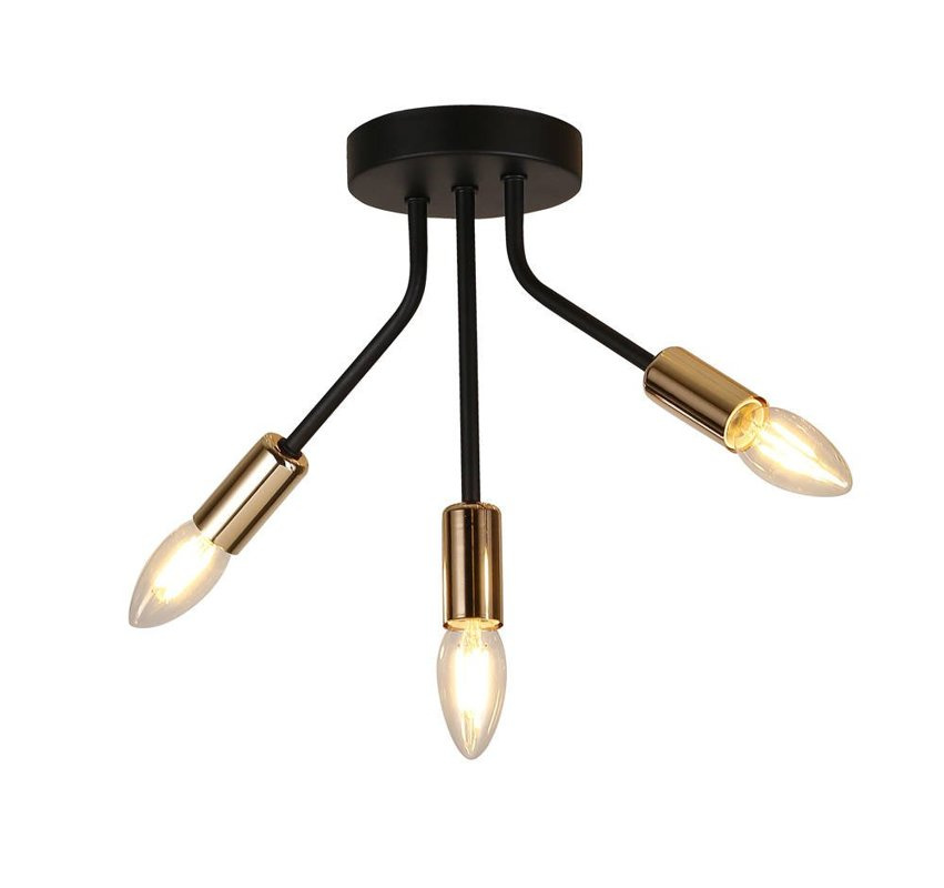 Czarno-złota lampa sufitowa 3xE14 do salonu TIARA metal
