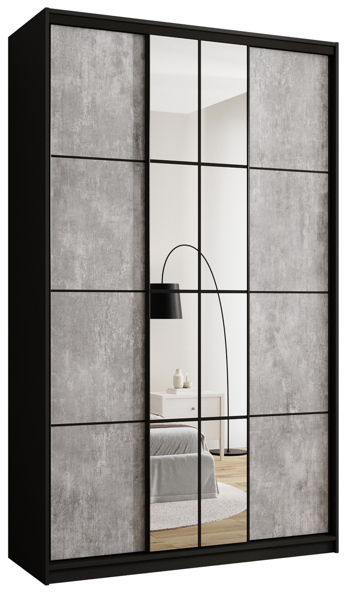 Szafa przesuwna 150 cm z lustrem i drążkami do sypialni EDGE MAX