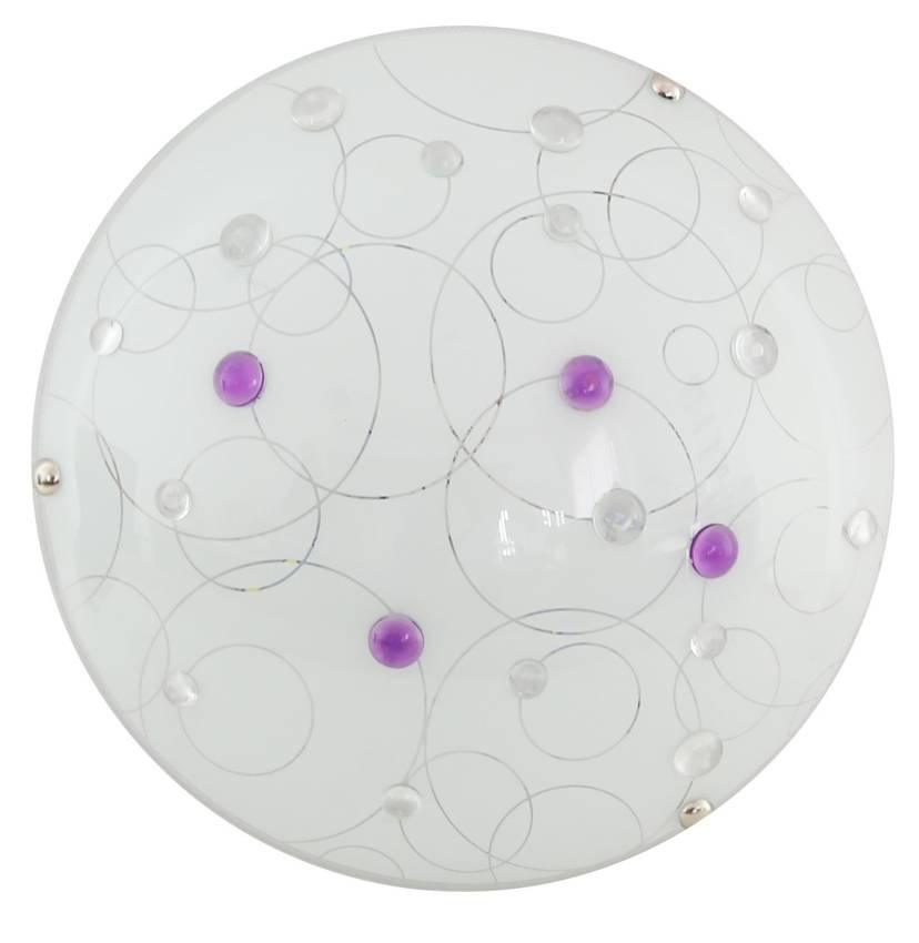 Fioletowa lampa sufitowa plafon LED zintegrowany do salonu ASTRO metal szkło