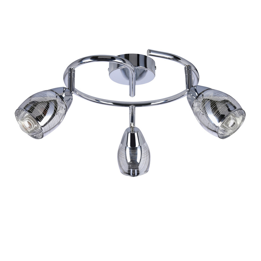 Srebrna lampa sufitowa spirala nad lustro WIRGINIA 3xE14 transparentne klosze
