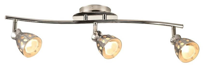 Chromowana lampa sufitowa spot 3-punktowa na listwie do salonu PARADA
