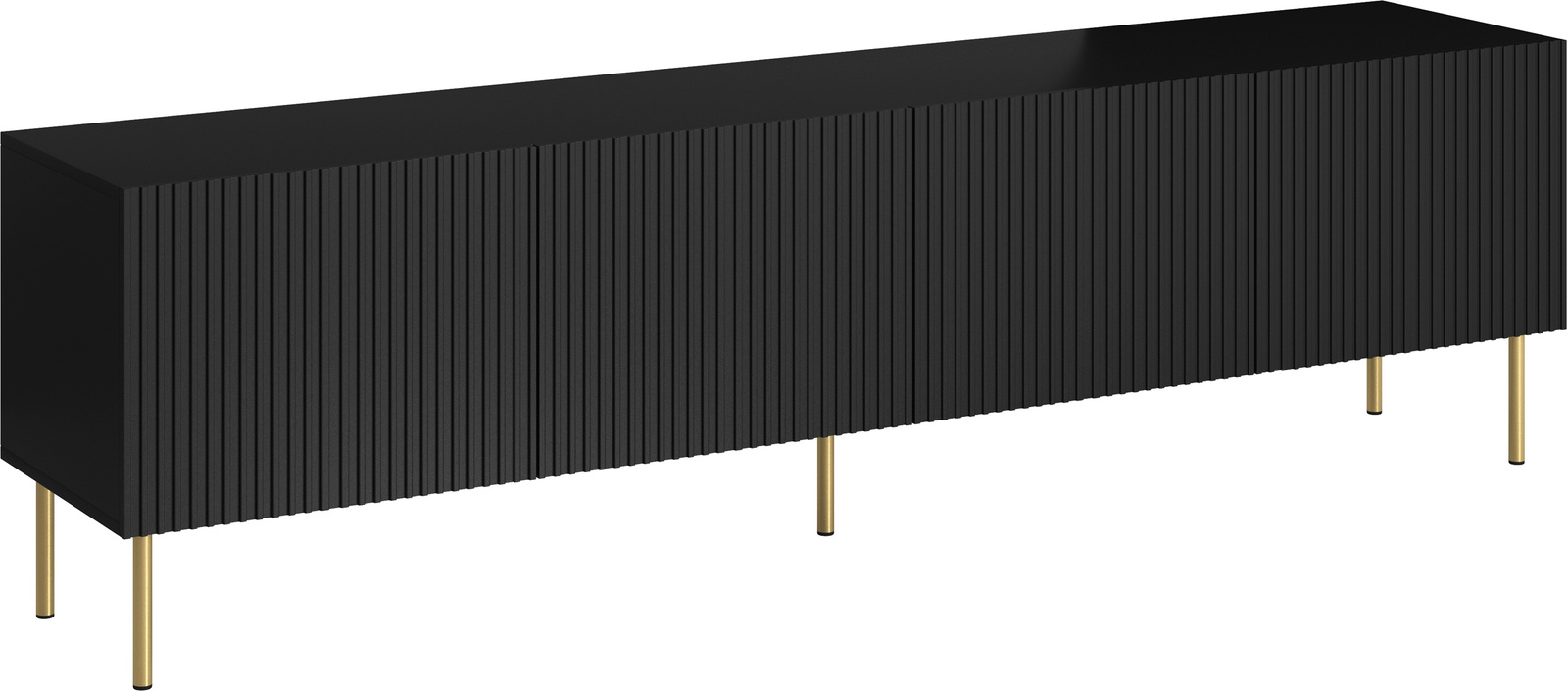 Szafka RTV 200 cm pod telewizor czarna na nóżkach PELIO