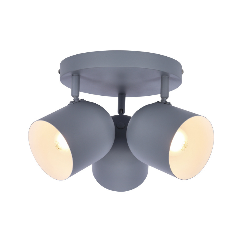 Szara lampa sufitowa 3-punktowa do salonu AZURO metal