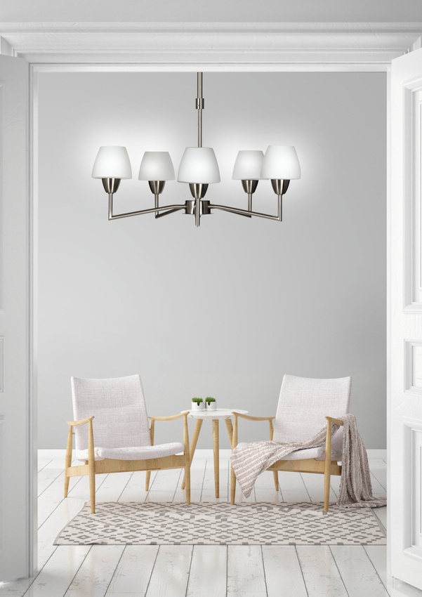 Srebrna lampa wisząca sufitowa 5-płomienna do salonu TOGO metal