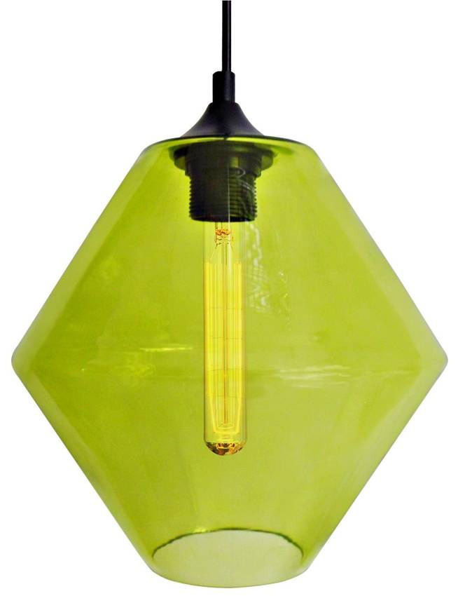 Zielona lampa wisząca sufitowa z regulacją wysokości do salonu BREMEN metal szkło