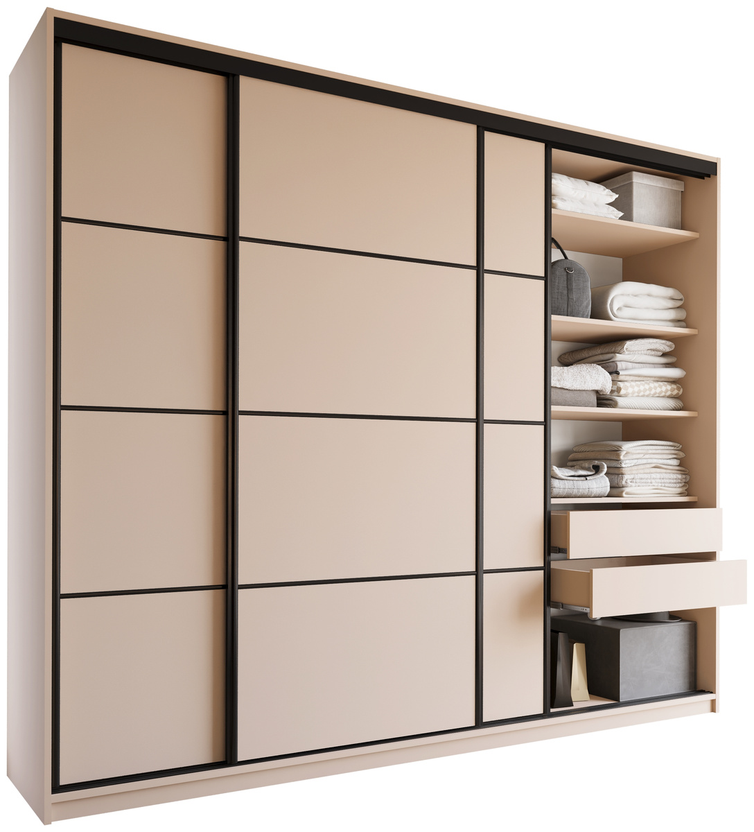 Szafa przesuwna 280 cm do sypialni LOFT MAX beżowa