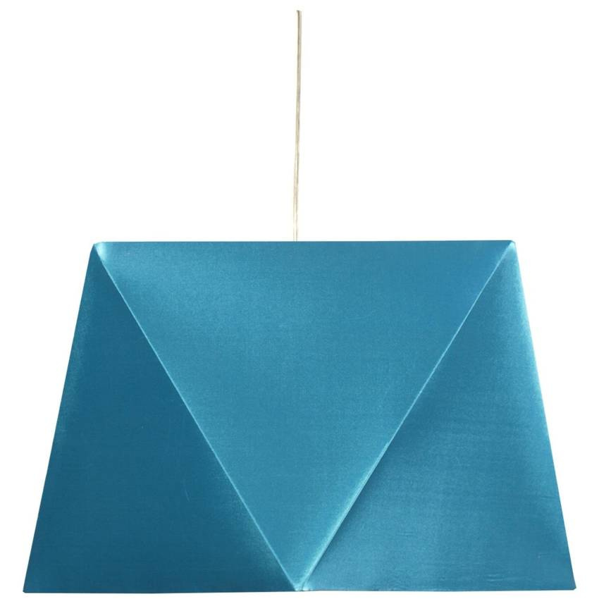 Turkusowa lampa wisząca sufitowa do salonu HEXAGEN 1xE27 tkanina
