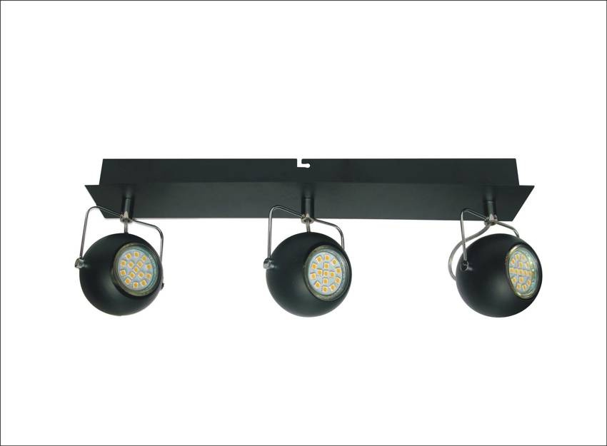 Czarna lampa sufitowa listwa LED do salonu TONY 3-punktowa