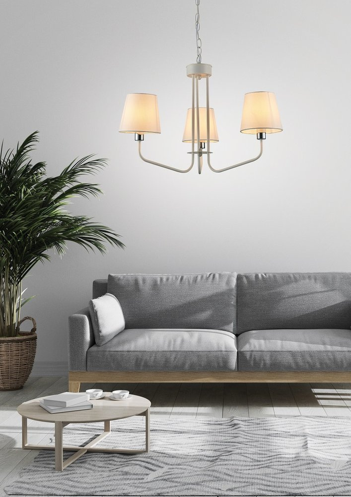 Biały żyrandol lampa wisząca 3-punktowa do salonu YORK klasyczny