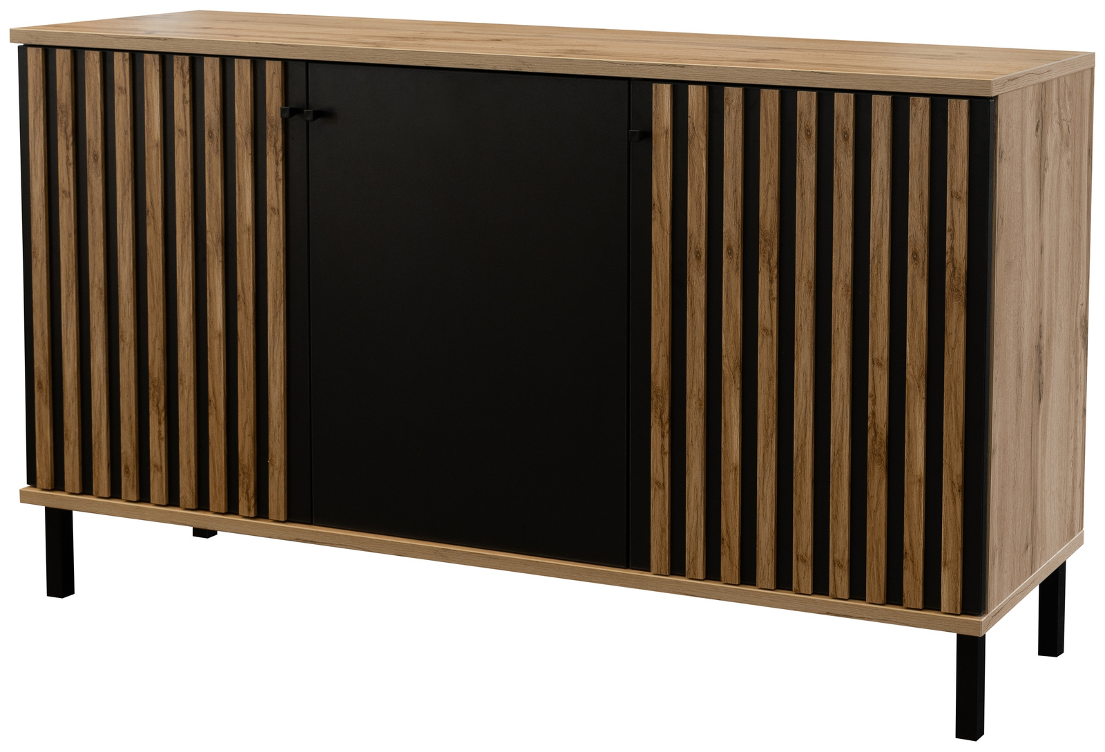 Loftowa trzydrzwiowa komoda z lamelami 150 cm LANDO