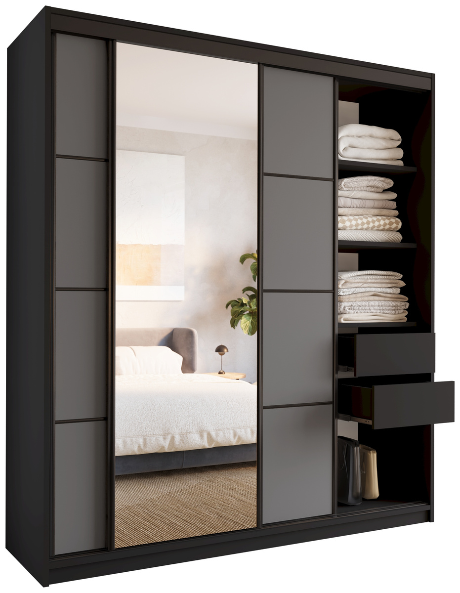 Trzydrzwiowa szafa przesuwna z lustrem do sypialni 180 cm LOFT