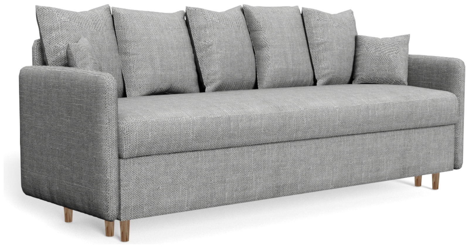 Szara sofa z funkcją spania i pojemnikiem do salonu GRATO