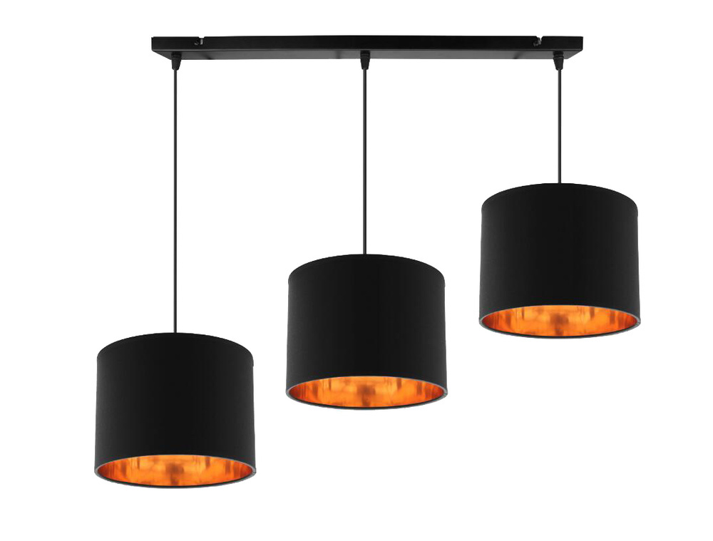 Czarna lampa wisząca sufitowa 3-punktowa do salonu CANDIDA metal