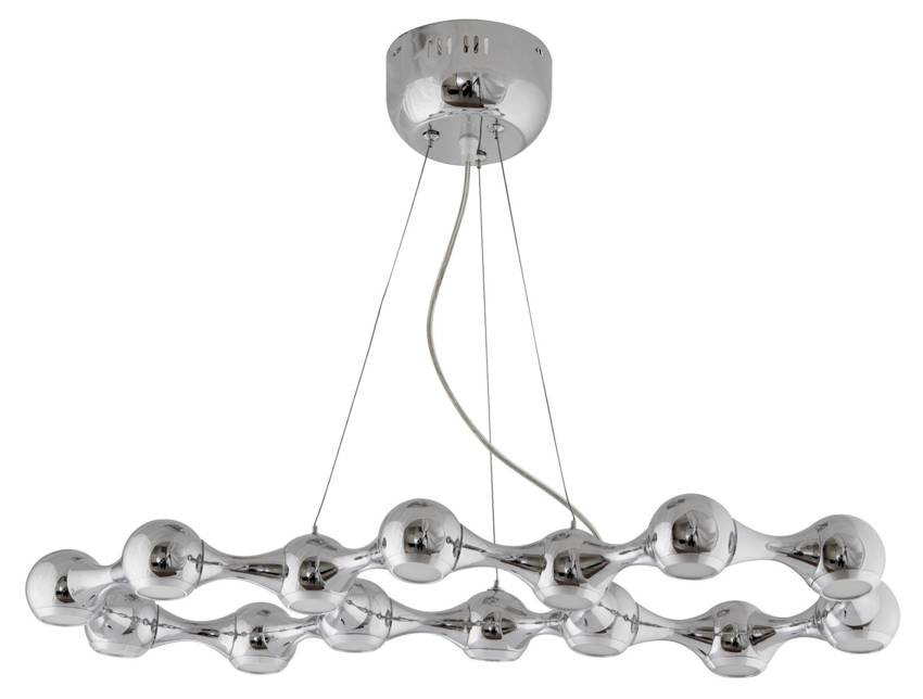 Srebrna lampa wisząca LED z regulacją wysokości do salonu chrom nowoczesna