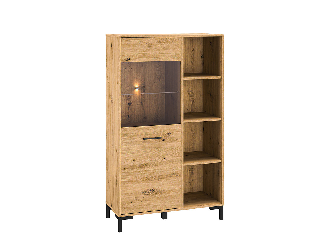 Witryna do salonu w stylu loftowym NEVIO dąb artisan