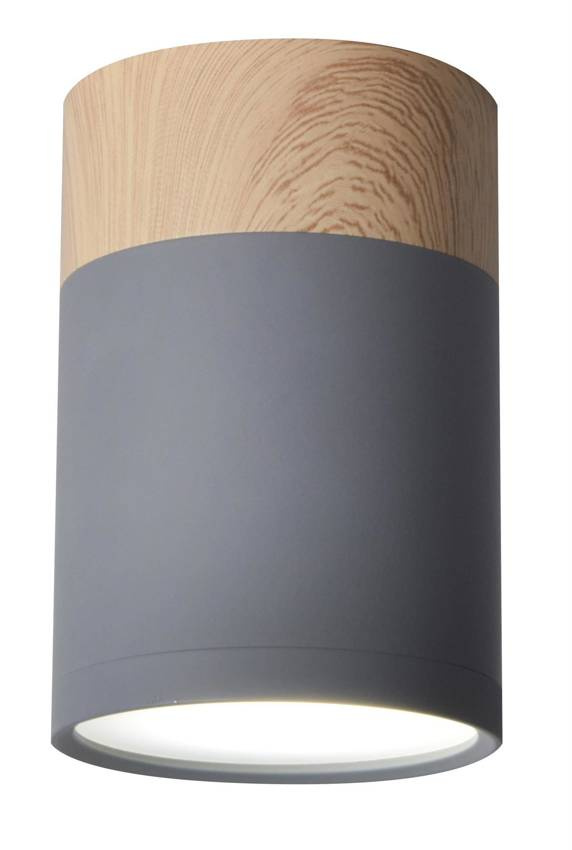 Szara lampa sufitowa 1xGU10 do salonu TUBA aluminium akryl