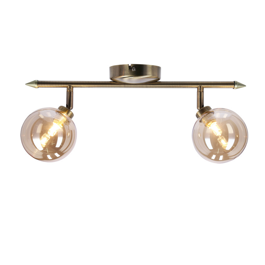 Beżowa lampa sufitowa listwa 2-płomienna do salonu RODIA szkło