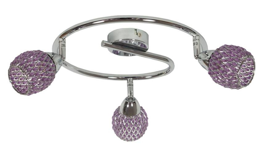 Fioletowa lampa sufitowa spirala do salonu 64 cm glamour metal szkło