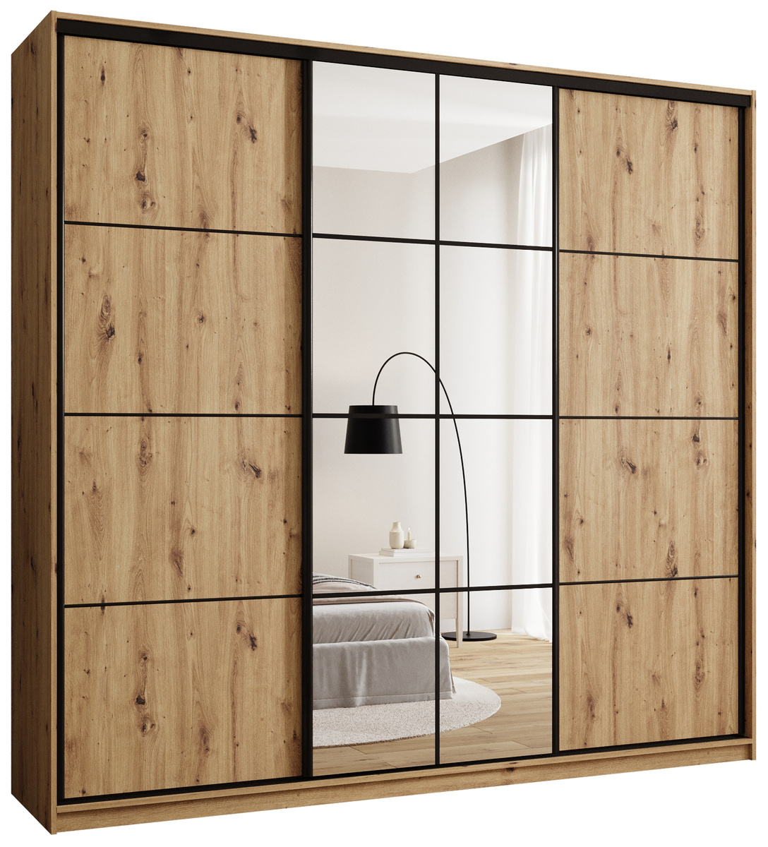 Wysoka trzydrzwiowa szafa przesuwna 250 cm z półkami EDGE MAX