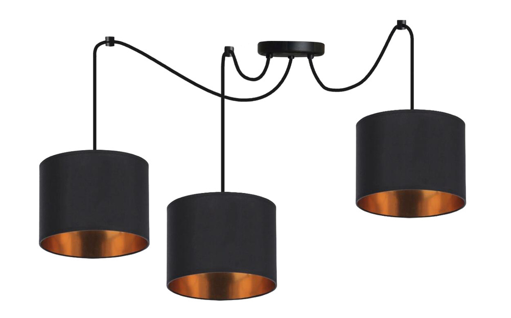 Czarna lampa wisząca sufitowa 3-punktowa do salonu CANDIDA metal