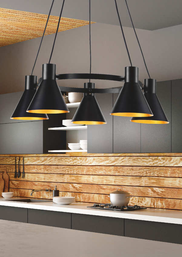 Czarna lampa wisząca sufitowa 5xE27 do salonu MORE metal