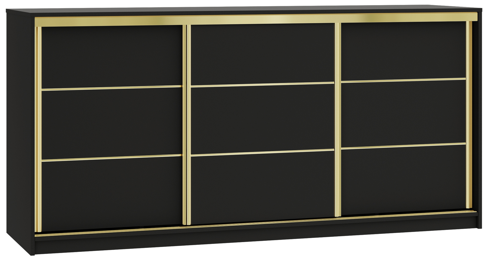 Czarna komoda przesuwna z szufladami 200 cm GOLD