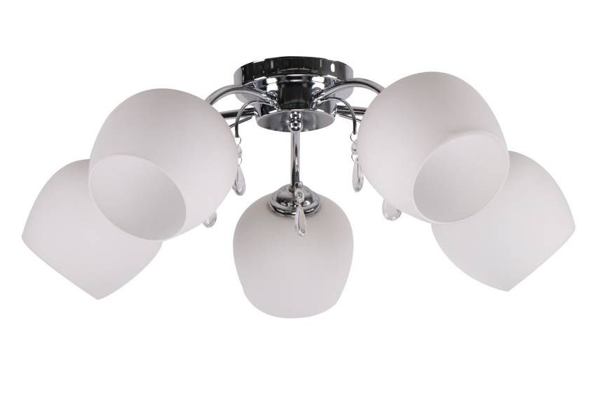Srebrna lampa wisząca sufitowa 5-płomienna do salonu ZACHERA