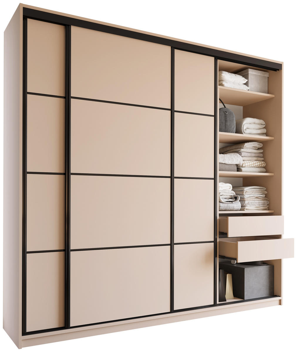 Beżowa szafa przesuwna 250 cm do sypialni LOFT MAX