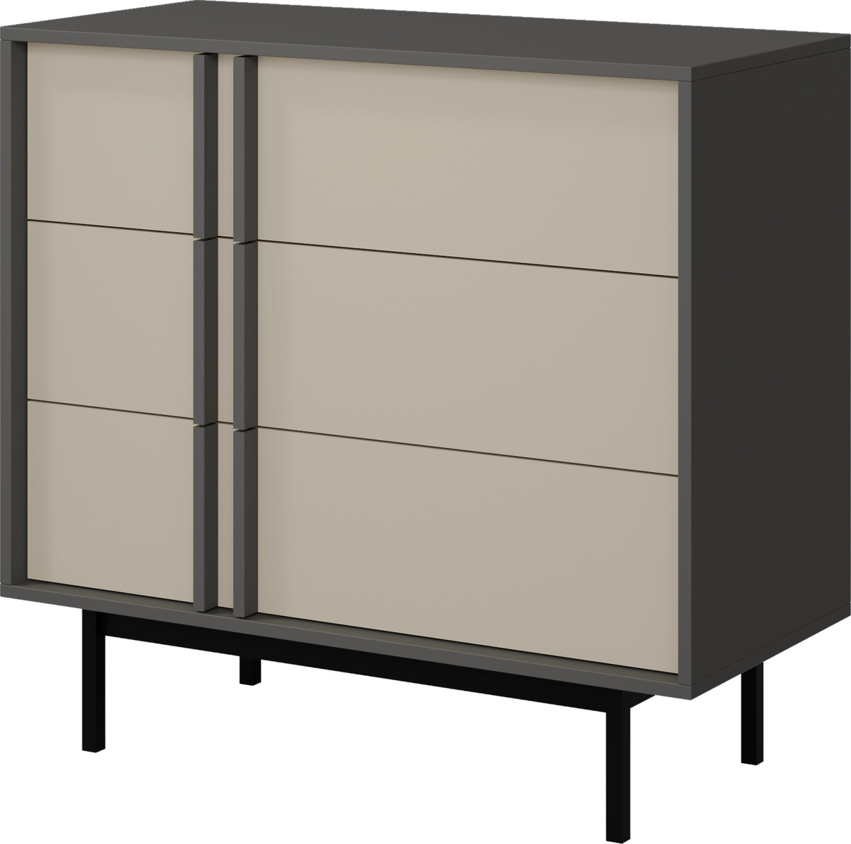 Komoda AVERO 93cm antracyt beż jasny z szufladami