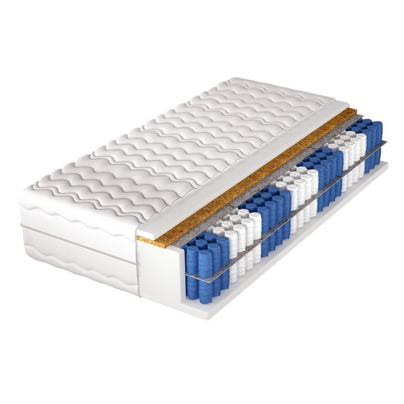 Materac kieszeniowy z kokosem i podwójnym wkładem 120x200 MONARCH COCO