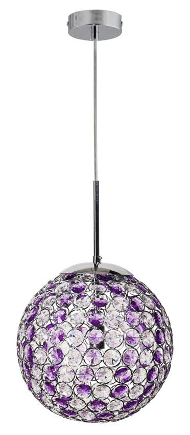 Fioletowa lampa wisząca z regulacją wysokości do salonu STARLET chrom