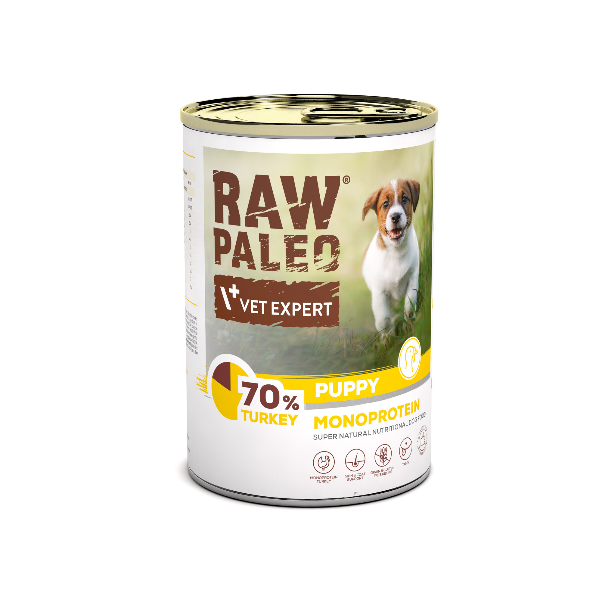 RAW PALEO Puppy Turkey | 400g | Monoproteinowa mokra karma dla szczeniąt | Indyk bez zbóż i wypełniaczy