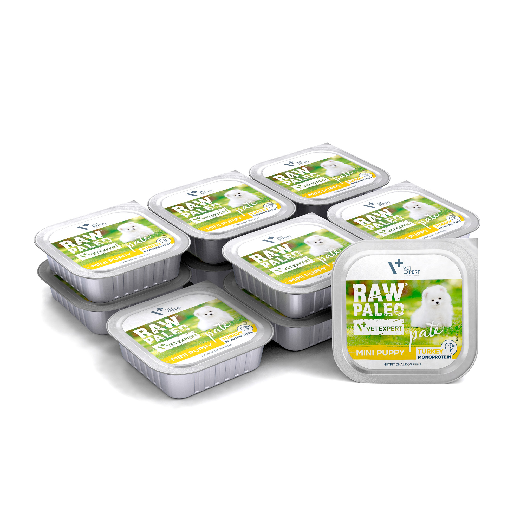 RAW PALEO PATE Mini Puppy Turkey | 12x150g | Monoproteinowa mokra karma dla szczeniąt | Indyk