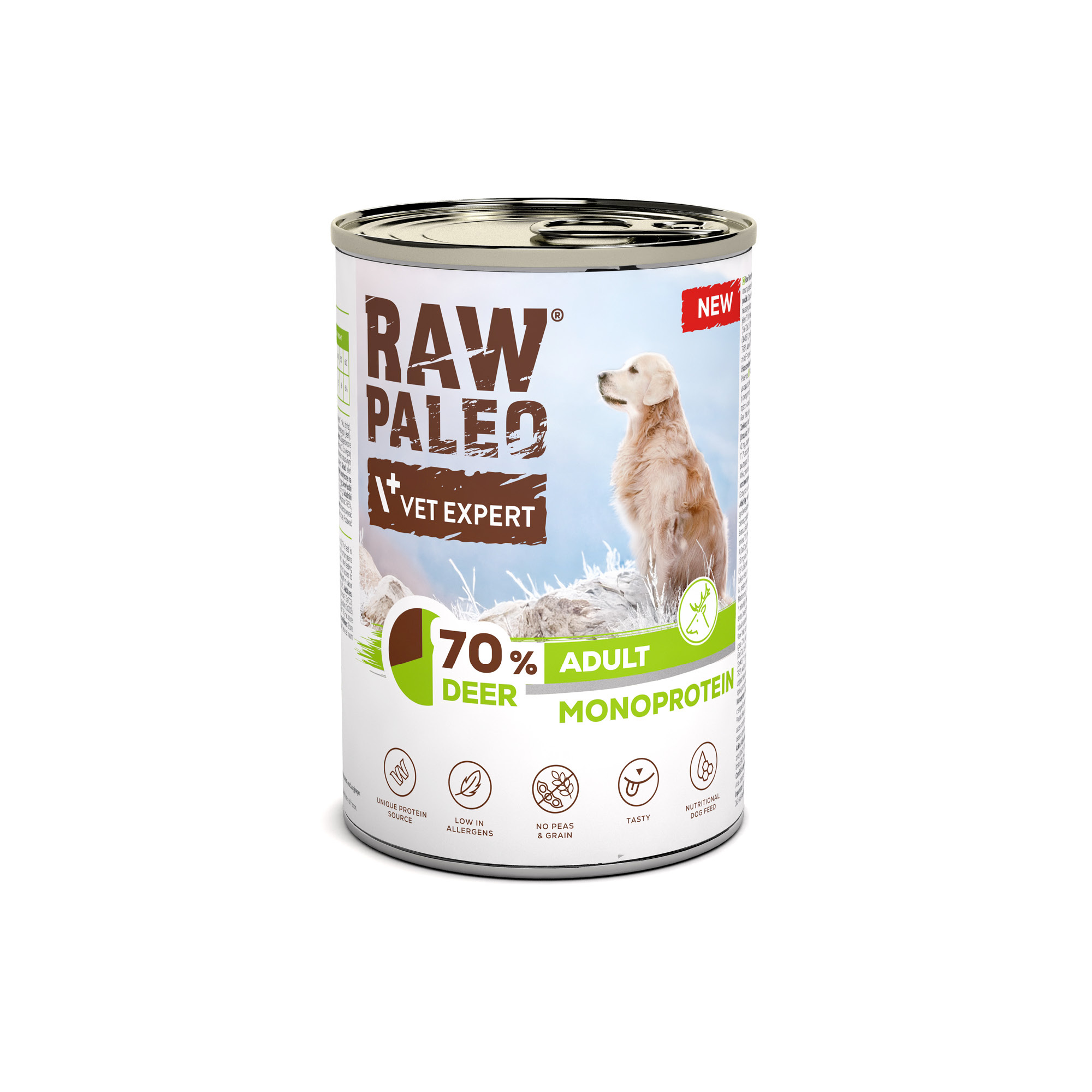 RAW PALEO ADULT DOG DEER 400g - mokra karma dla psów dorosłych monoproteina z mięsem jelenia