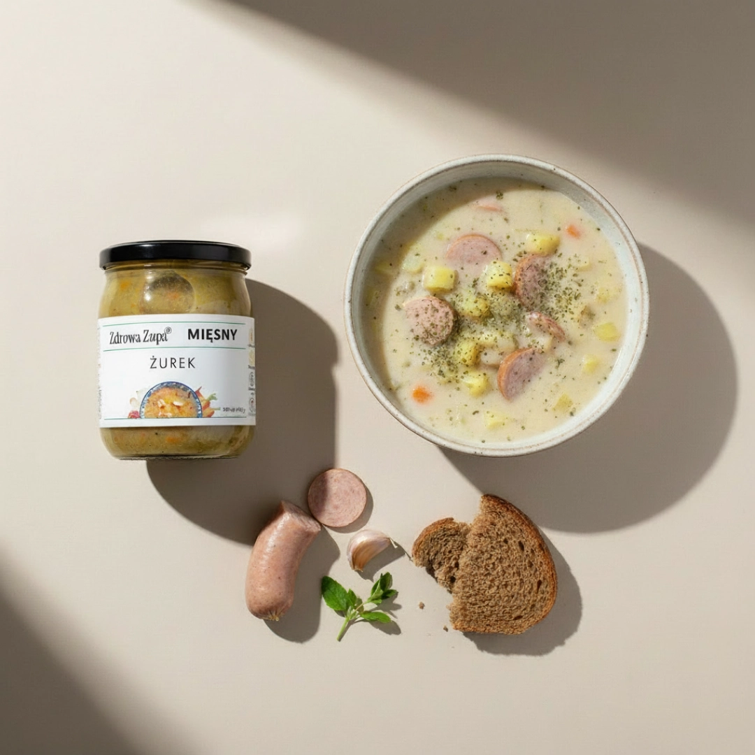 Żurek mięsny bezglutenowy 540 ml (bez glutenu, bez laktozy, czysty skład 540 ml, do lodówki)