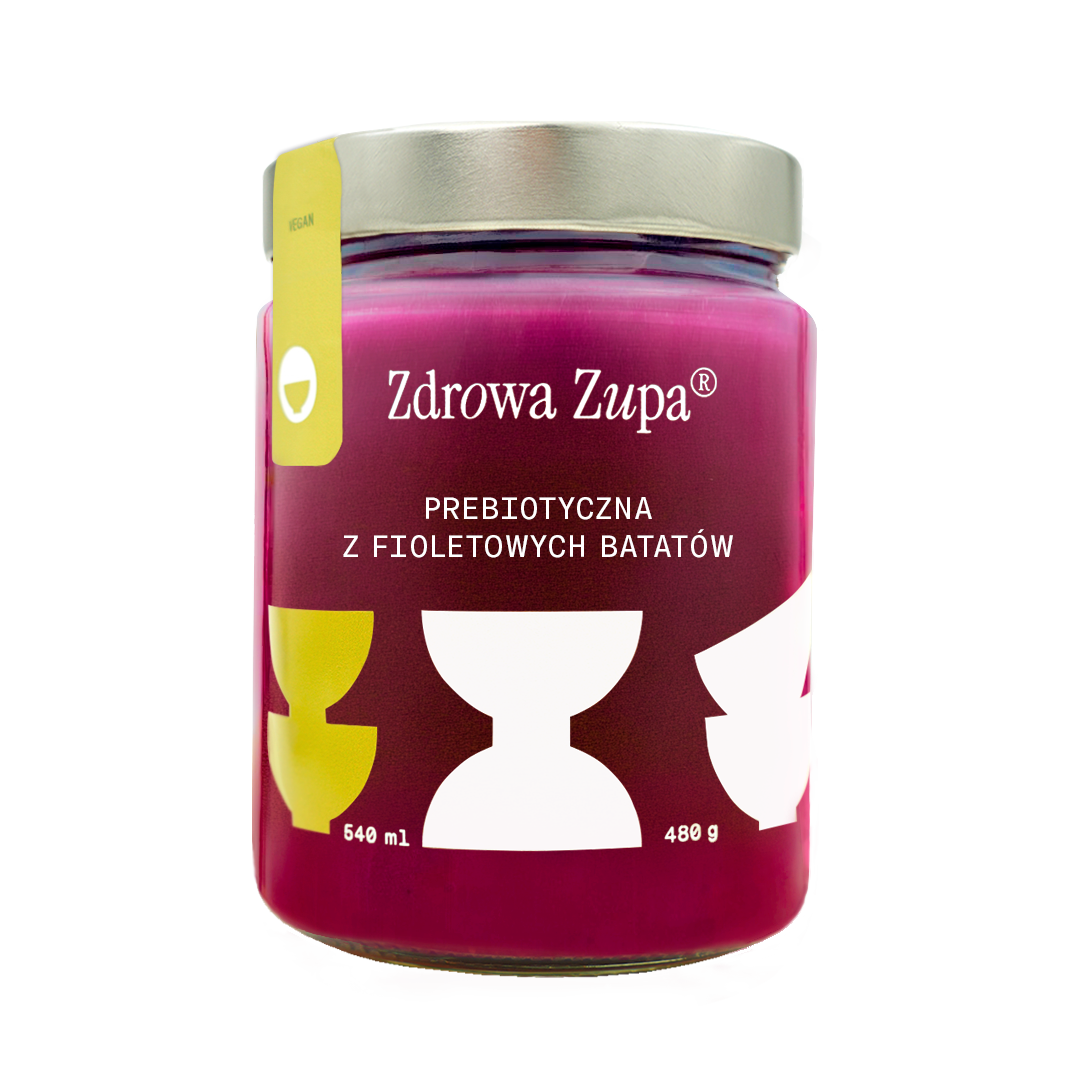 Prebiotyczna zupa z fioletowych batatów 540 ml (bez glutenu, bez laktozy, czysty skład 540 ml, do lodówki)