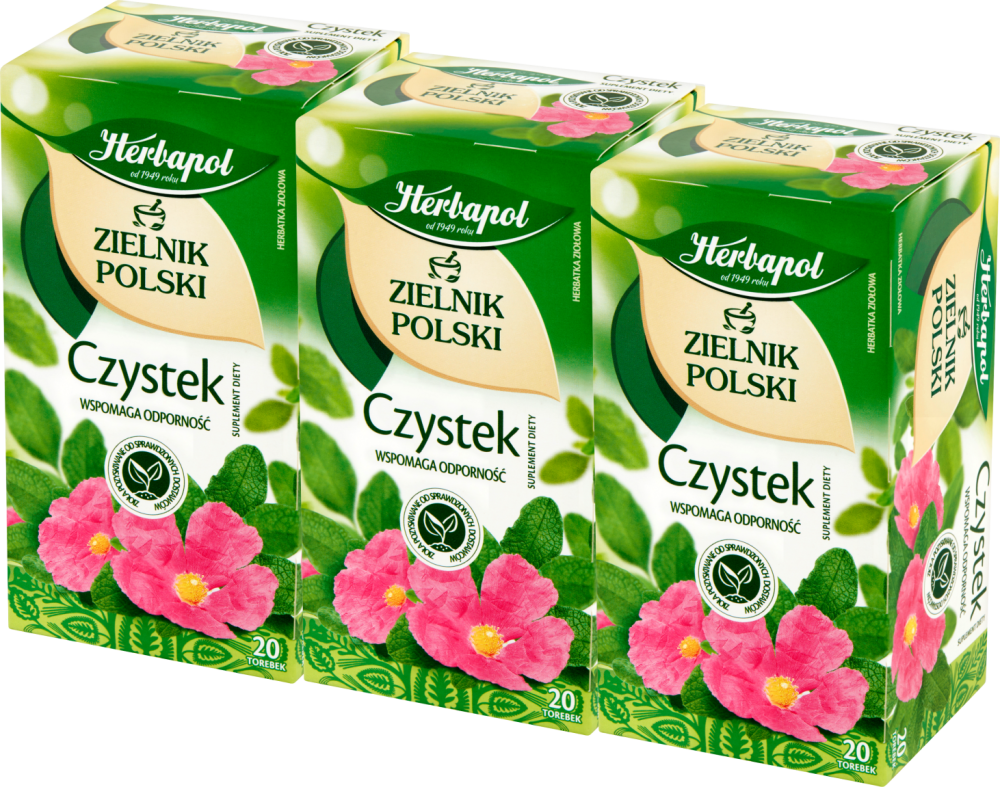3x herbata ziołowa w torebkach Herbapol Zielnik Polski, czystek, 20 sztuk x 2g