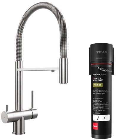 Zestaw Teka Uni bateria kuchenna do filtra wody stojąca inox z filtrem podzlewozmywakowym (116080001, 118510000)